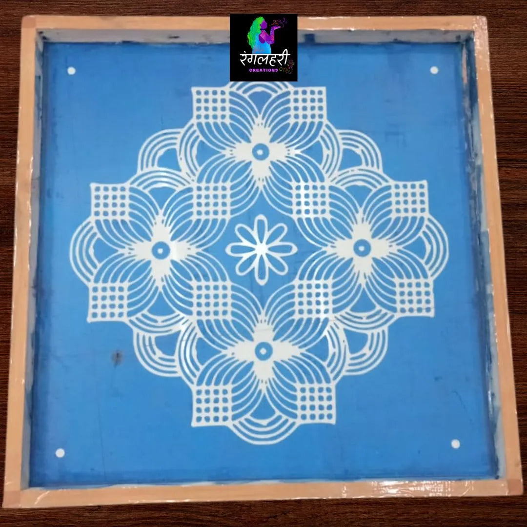 WJ2401 : 24 by 24 Wooden Square Rangoli Stencil Beautiful kolam stencil