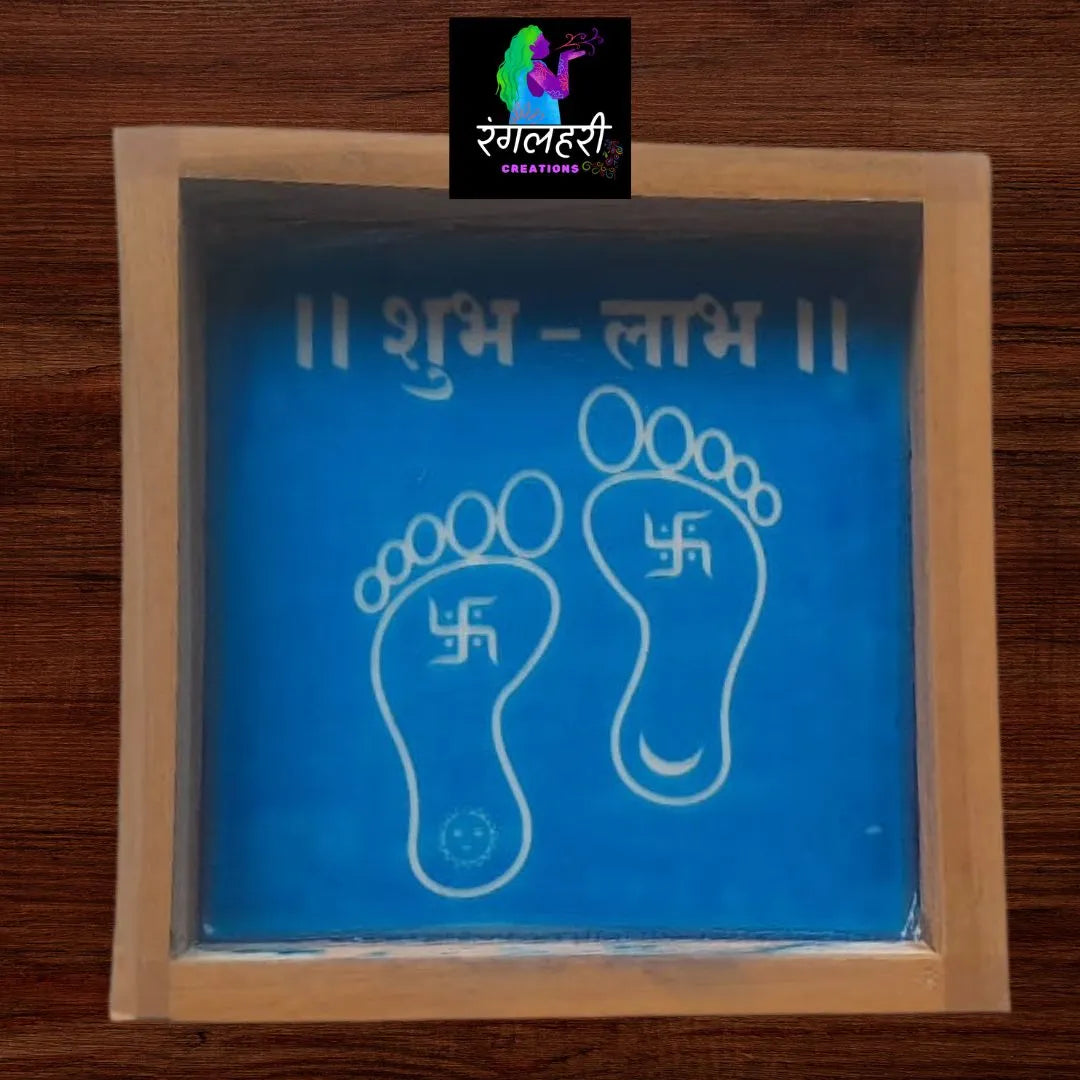 WA01 : 5 by 5 Small Wooden Square Rangoli Stencil Main image