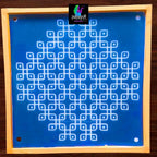 W1402 : Kolam Stencil 14 by 14 Inch Wooden Square Rangoli Stencil - Ranglahari Creations