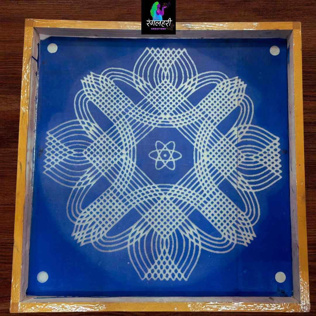 WJ2407 : 24 by 24 Wooden Square Rangoli Stencil Kolam - Ranglahari Creations