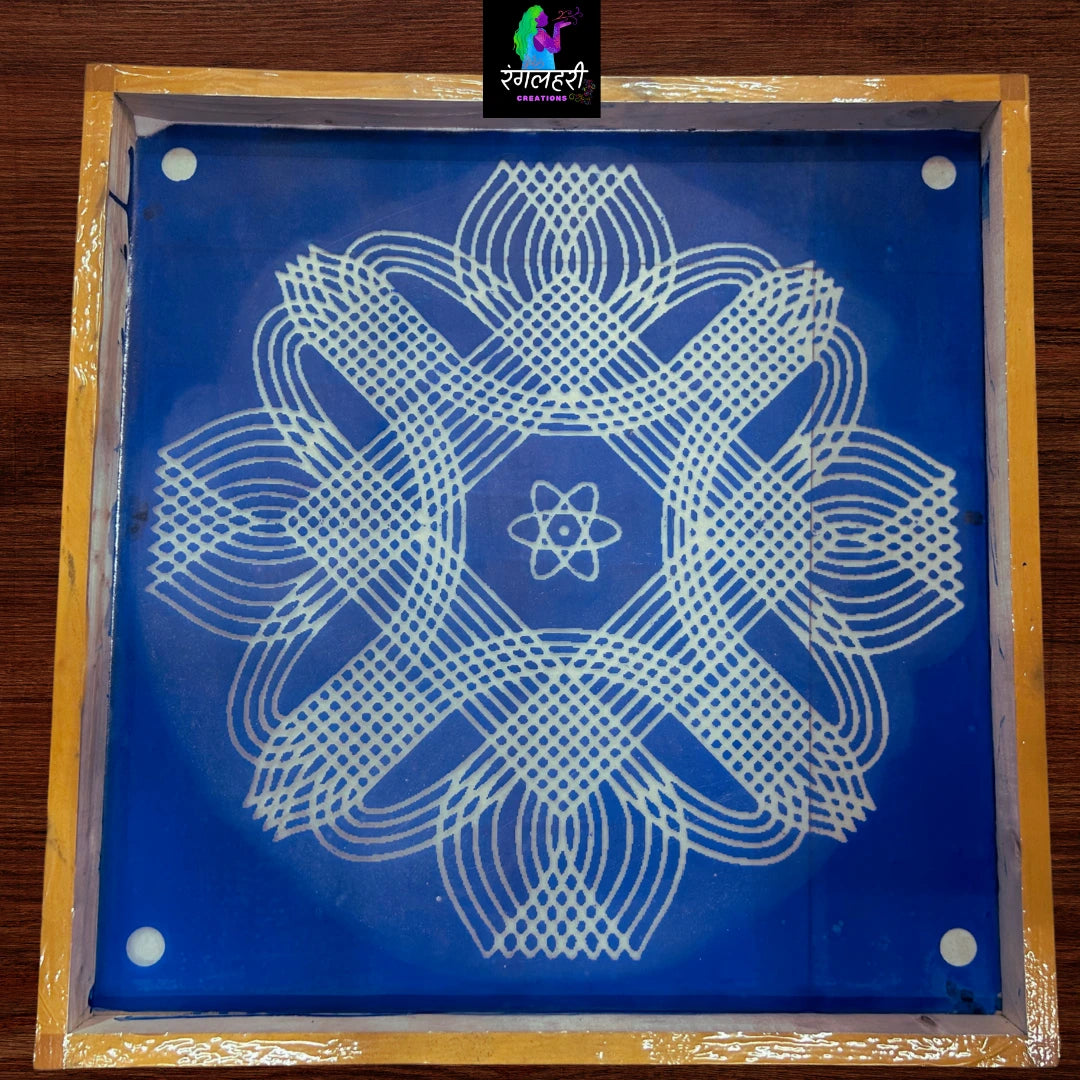 WJ2405 : 24 by 24 Wooden Square Rangoli Stencil Kolam Main image