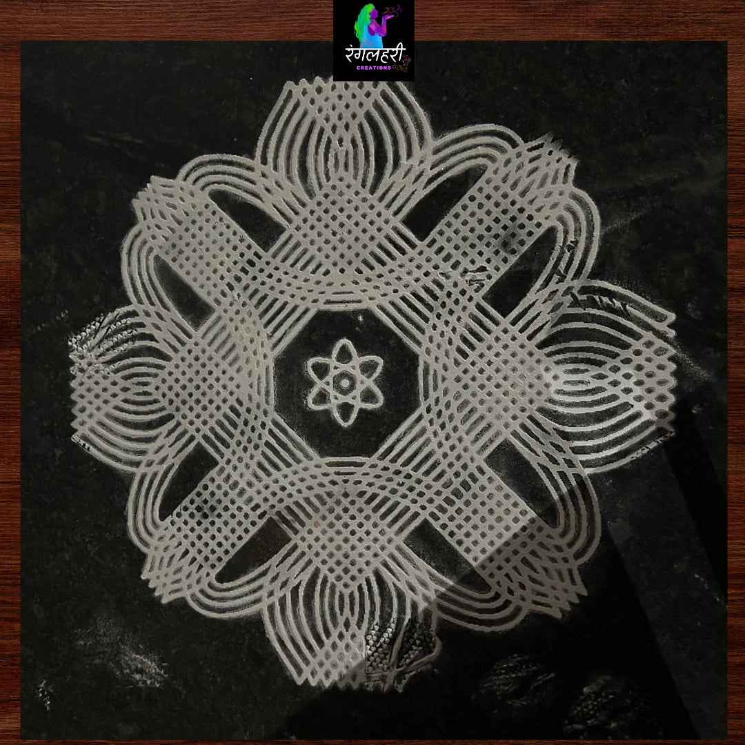 WJ2407 : 24 by 24 Wooden Square Rangoli Stencil Kolam Secondary image