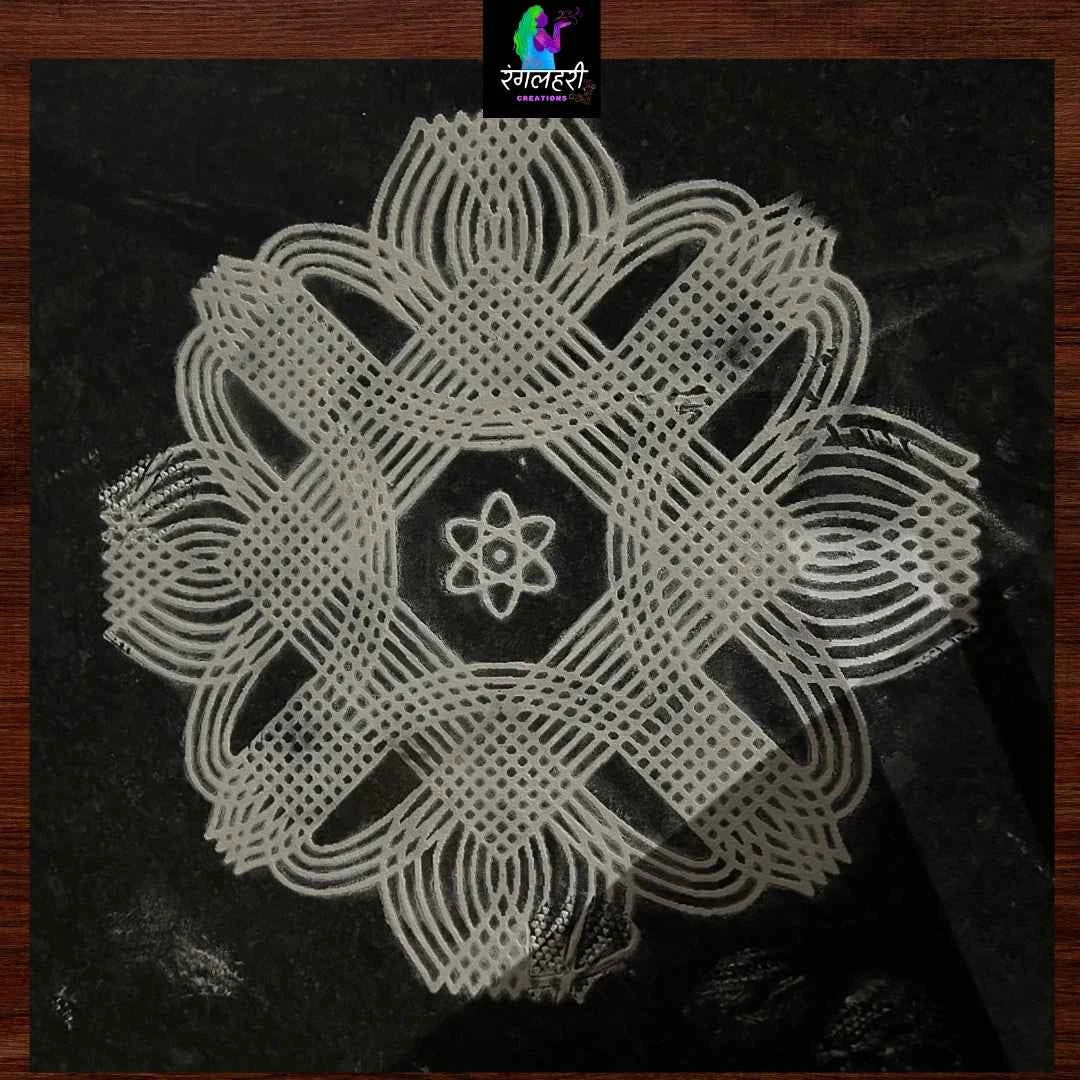 WJ2407 : 24 by 24 Wooden Square Rangoli Stencil Kolam - Ranglahari Creations