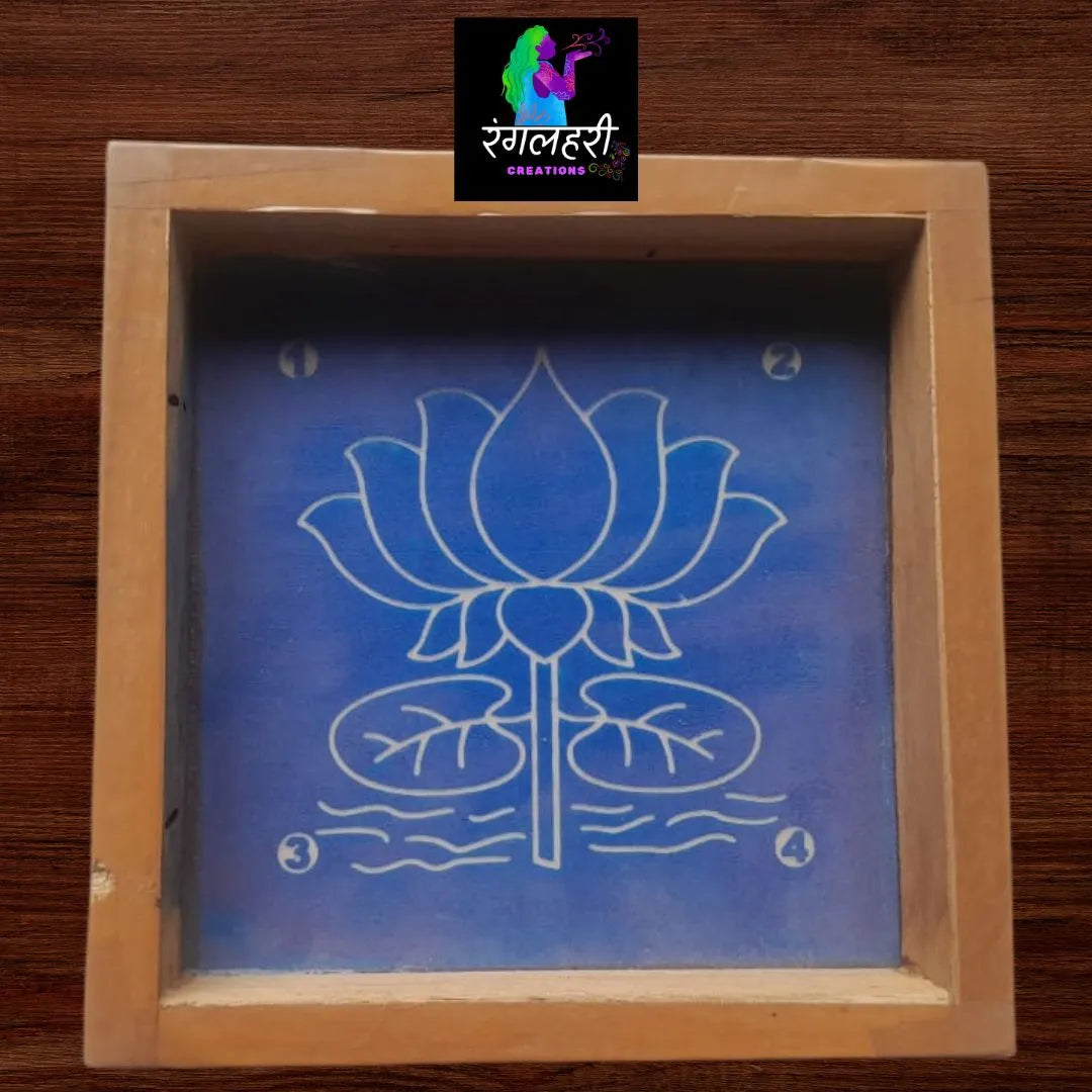 WA14 : 5 by 5 Small Wooden Square Rangoli Stencil Main image