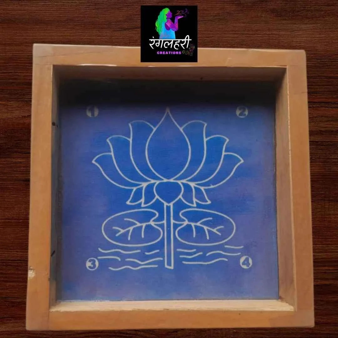 WA14 : 5 by 5 Small Wooden Square Rangoli Stencil - Ranglahari Creations