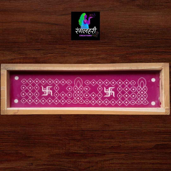 W16 : Two Swastika Border Rangoli Stencil - Ranglahari Creations