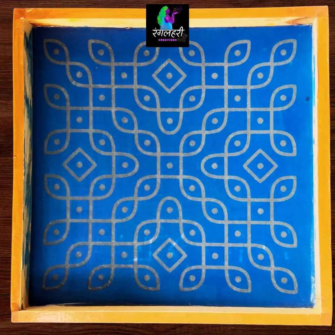 WJ1220 : 12 by 12 Wooden Rangoli Stencil Kolam - Ranglahari Creations