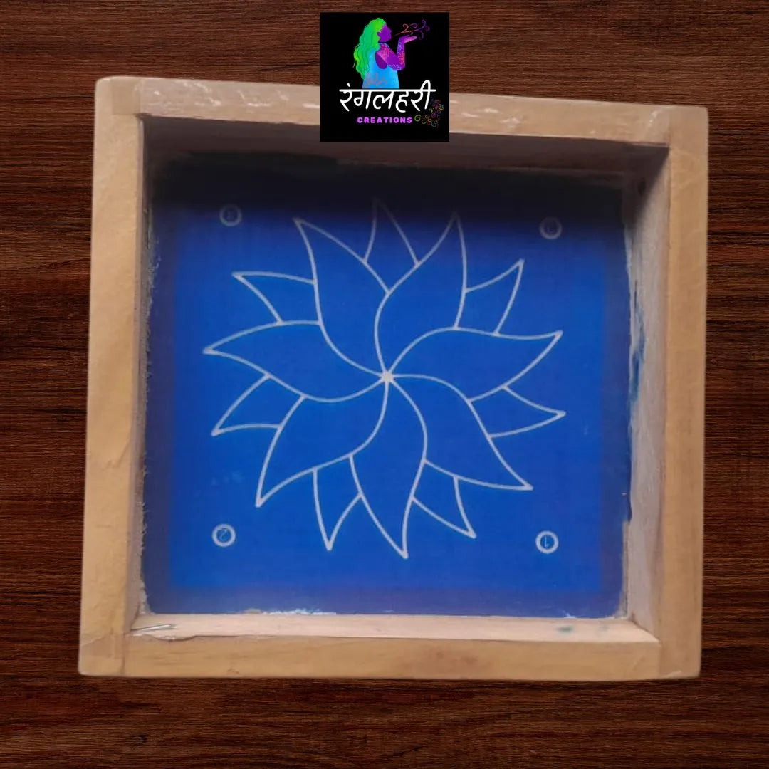 WA17 : 5 by 5 Small Wooden Square Rangoli Stencil Main image