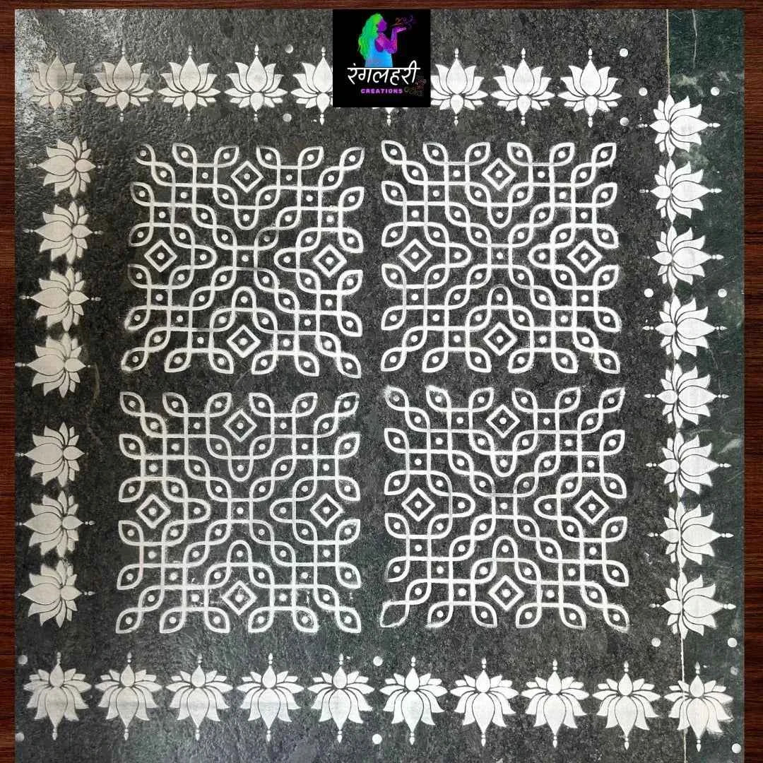 WJ1220 : 12 by 12 Wooden Rangoli Stencil Kolam - Ranglahari Creations