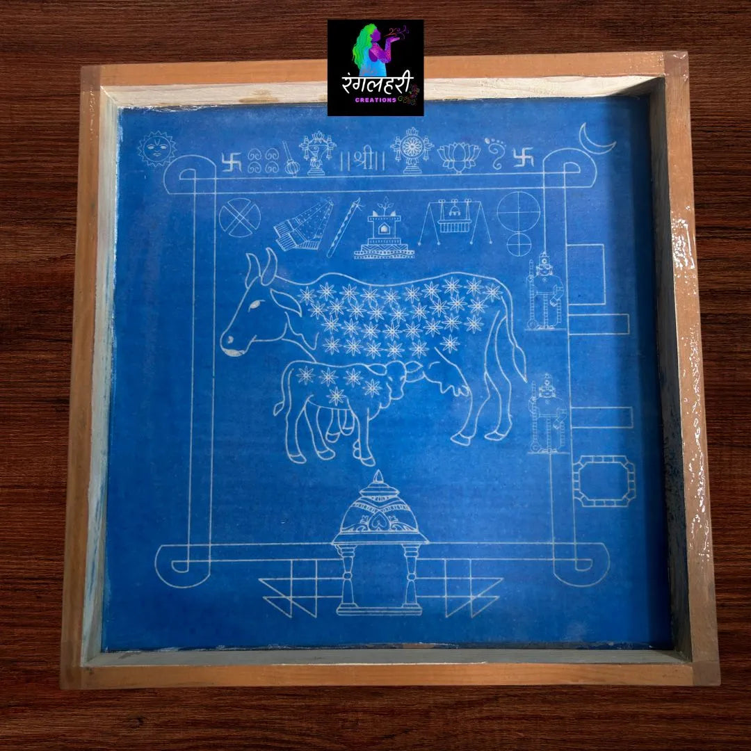 WJ1217 : 12 by 12 Chaitrangan Wooden Rangoli Stencil Main image
