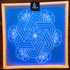 W1403 : Kolam Stencil 14 by 14 Inch Wooden Square Rangoli Stencil - Ranglahari Creations