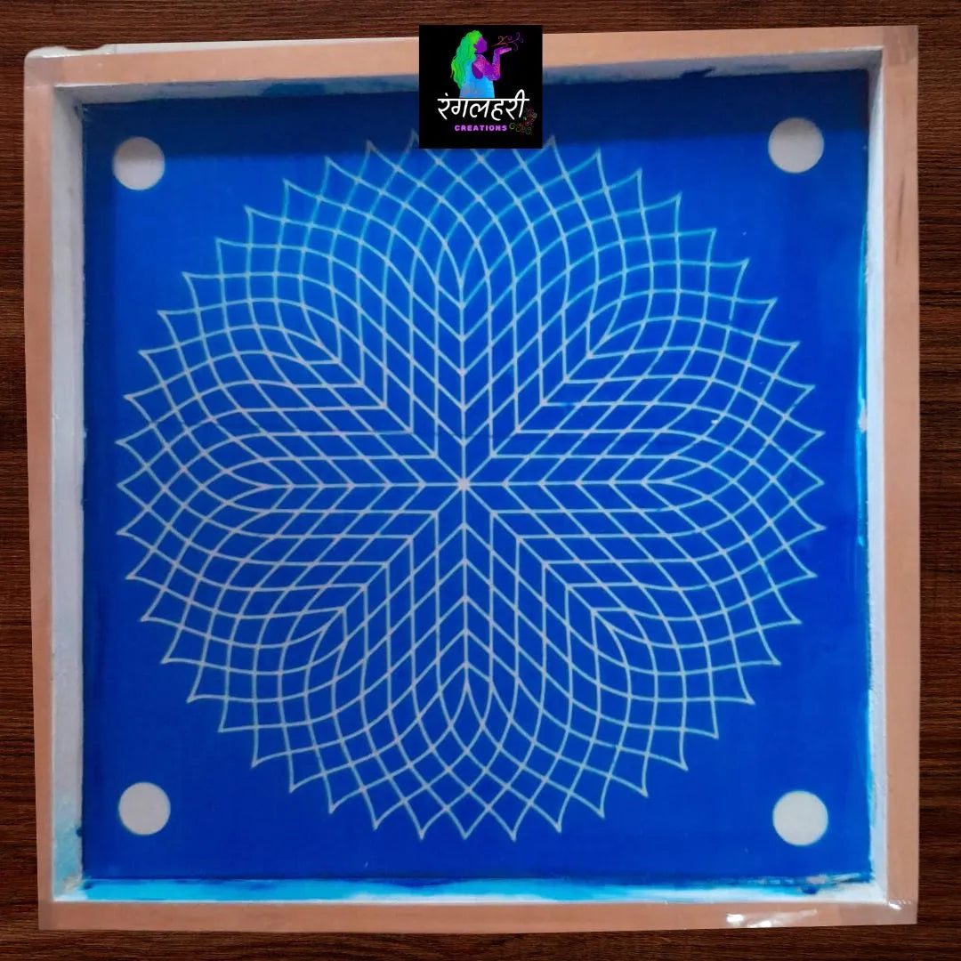 W202 : 20 by 20 Wooden Square Rangoli Stencil Main image