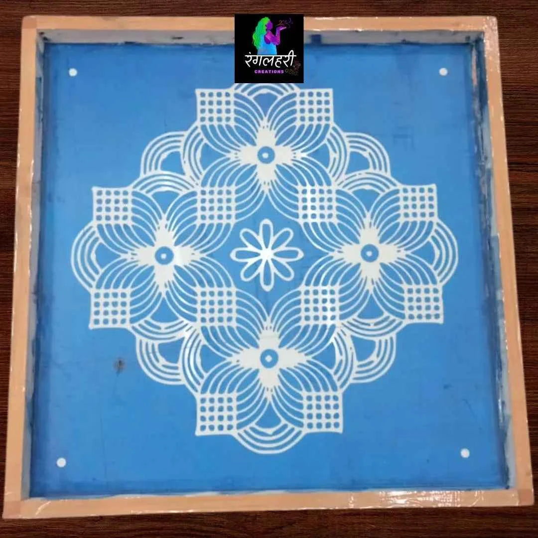 WJ2401 : 24 by 24 Wooden Square Rangoli Stencil - Ranglahari Creations