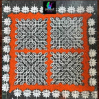 WJ1220 : 12 by 12 Wooden Rangoli Stencil Kolam - Ranglahari Creations