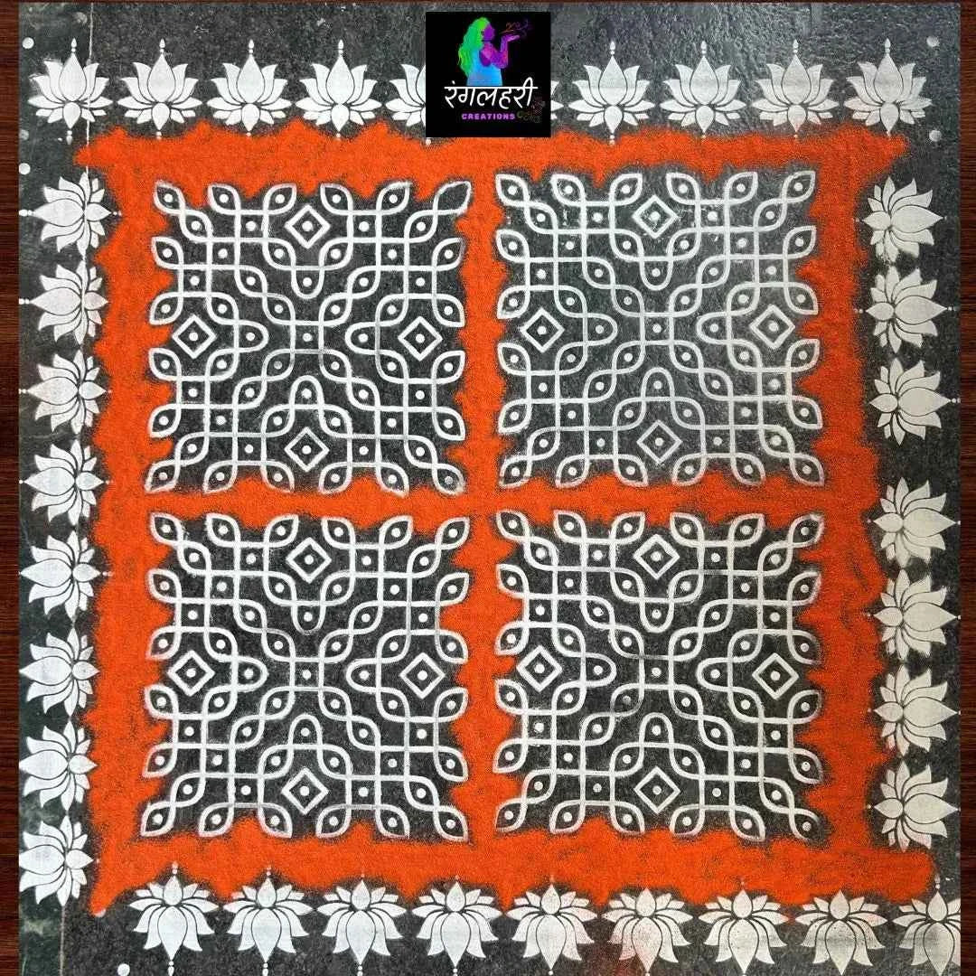 WJ1220 : 12 by 12 Wooden Rangoli Stencil Kolam - Ranglahari Creations