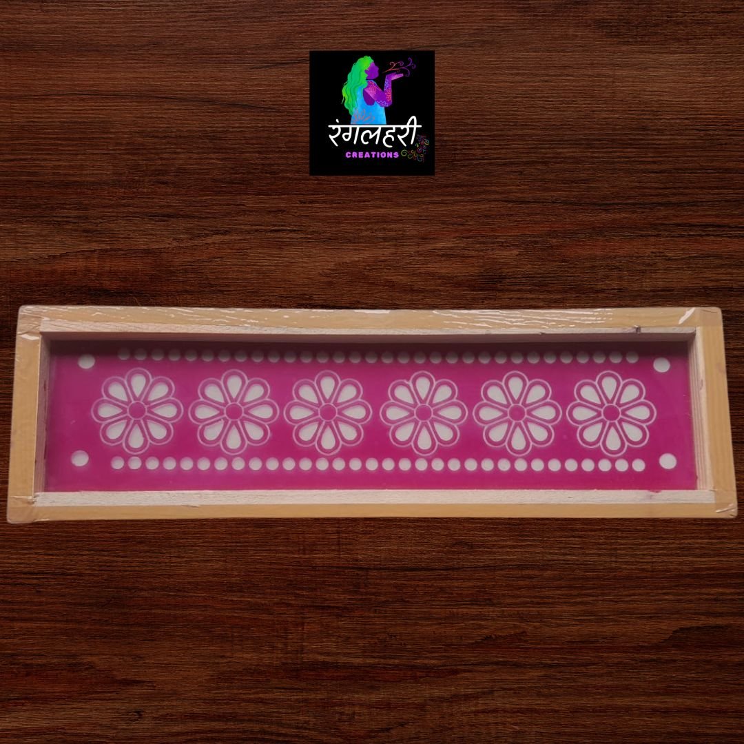 W22 : 17 By 5 Wooden Border Rangoli Stencil Main image