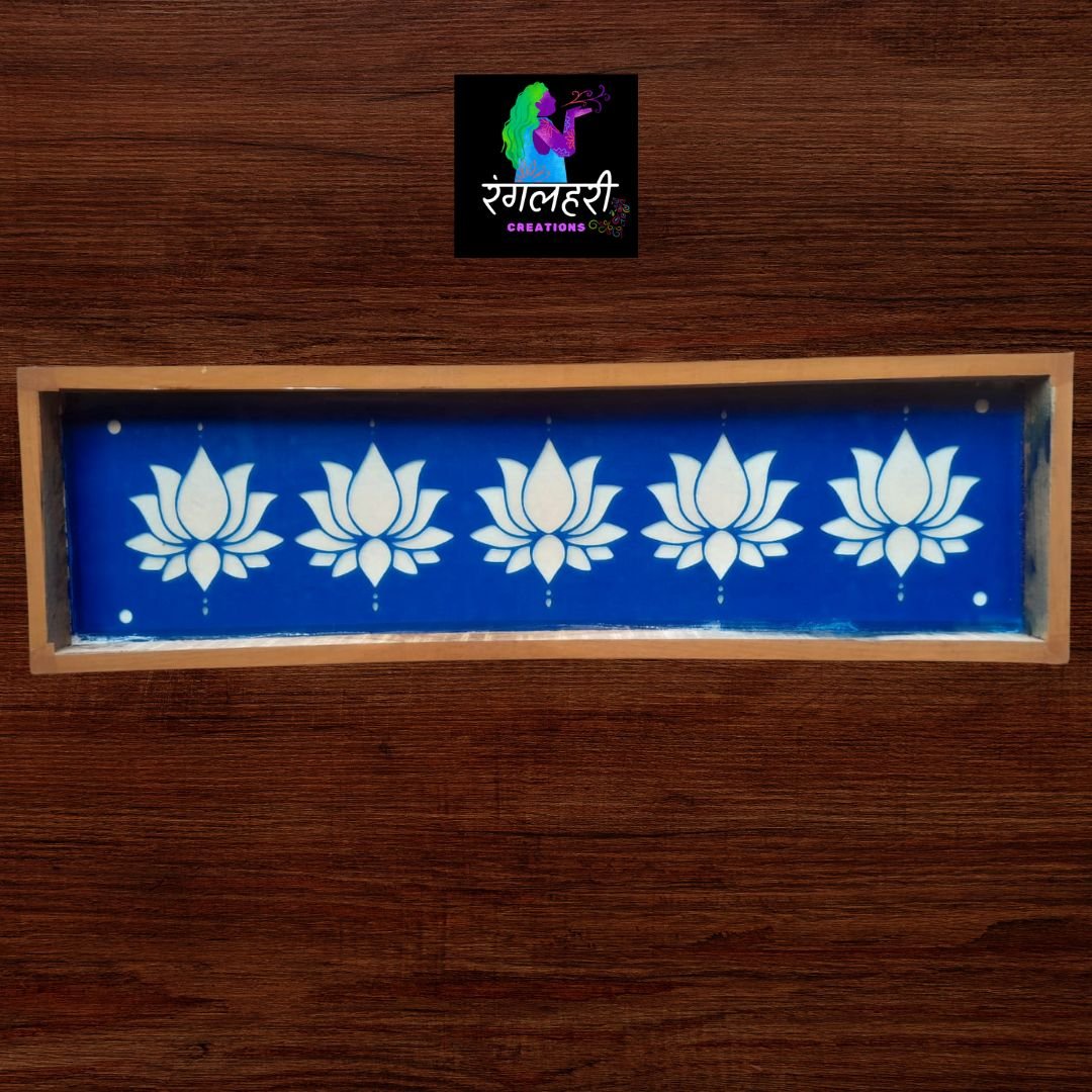 W27 : 17 By 5 Wooden Border Rangoli Stencil Main image