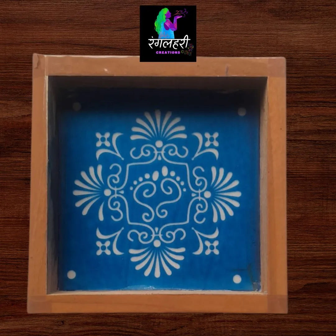 WA28 : 5 by 5 Small Wooden Square Rangoli Stencil Main image
