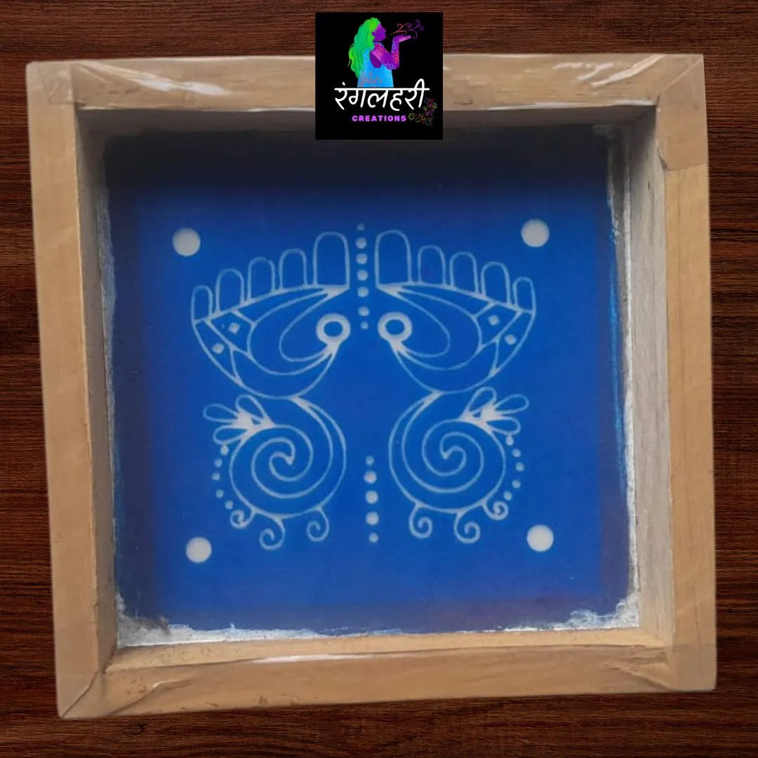 WA03 : 5 by 5 Small Wooden Square Rangoli Stencil Main image