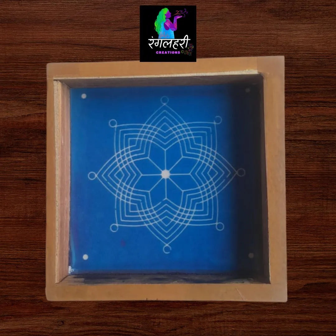 WA30 : 5 by 5 Small Wooden Square Rangoli Stencil Main image