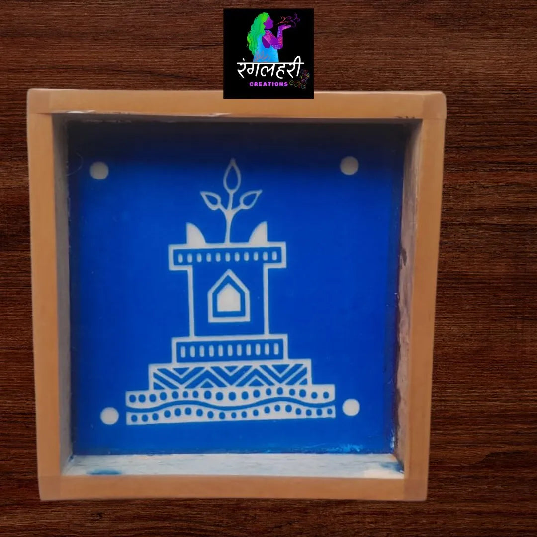 WA36 : 5 by 5 Small Wooden Square Rangoli Stencil Main image