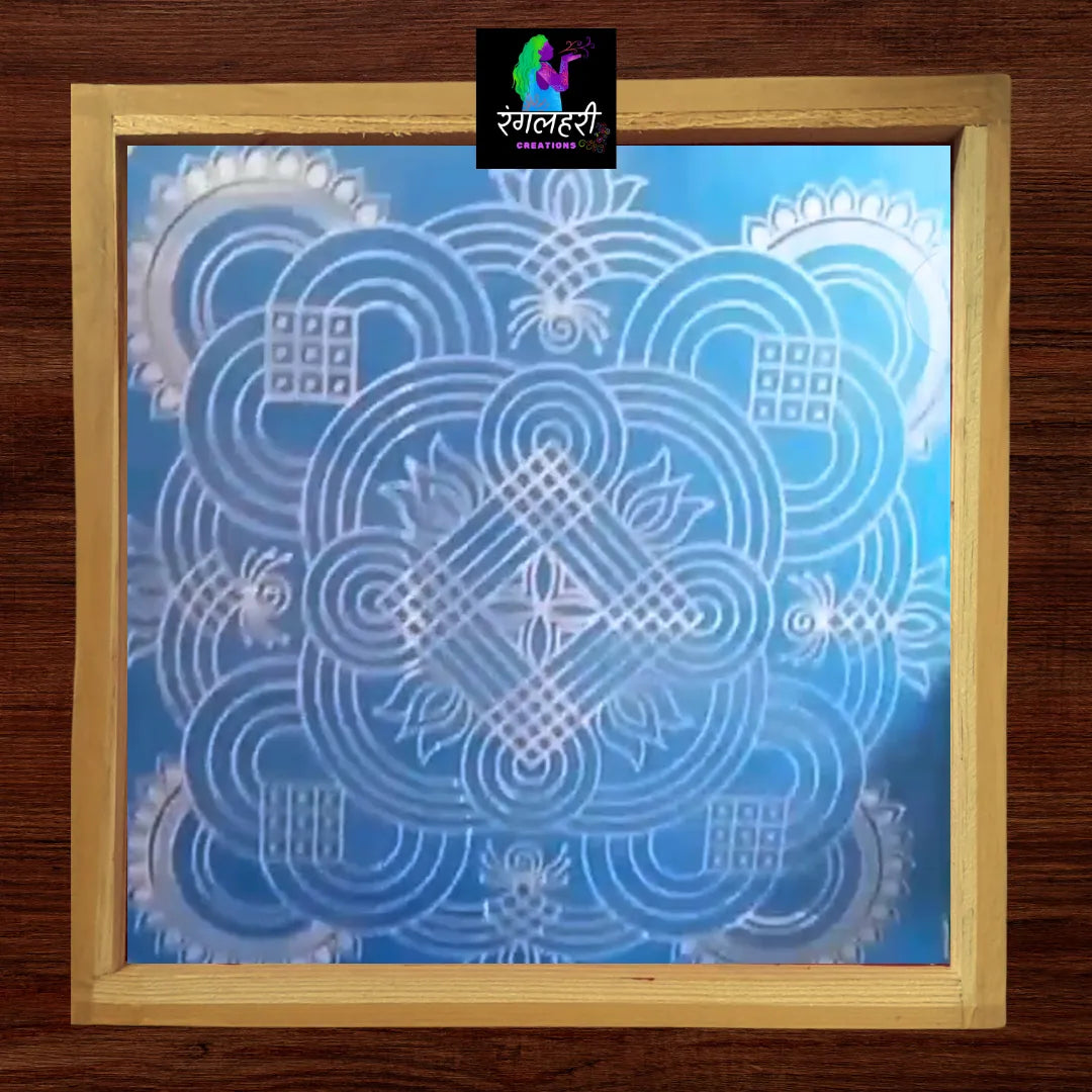 WJ1606 : 16 by 16 Wooden Square Rangoli Stencil Main image