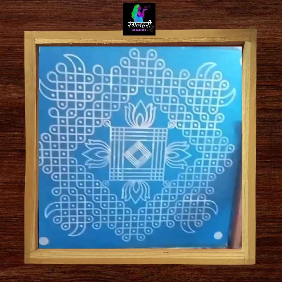 WJ1603 : 16 by 16 Wooden Square Rangoli Stencil - Ranglahari Creations