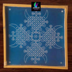 W1404 : Kolam Stencil 14 by 14 Inch Wooden Square Rangoli Stencil - Ranglahari Creations