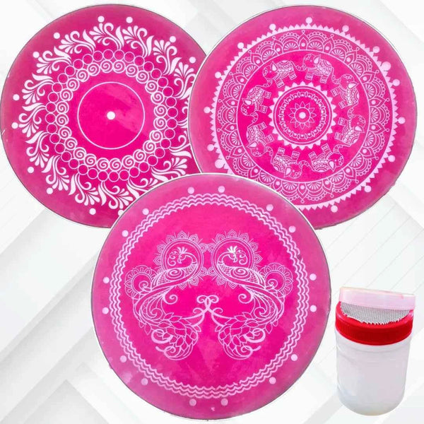 MS2002 : Big Metal Round Stencil Set Peacock 4pcs in 20inch - Ranglahari Creations