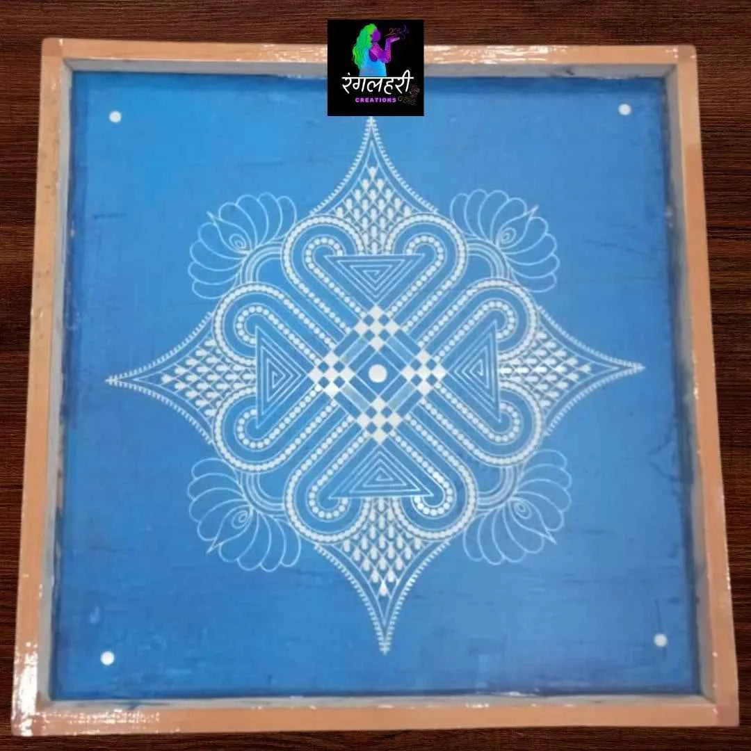 WJ2404 : 24 by 24 Wooden Square Rangoli Stencil - Ranglahari Creations