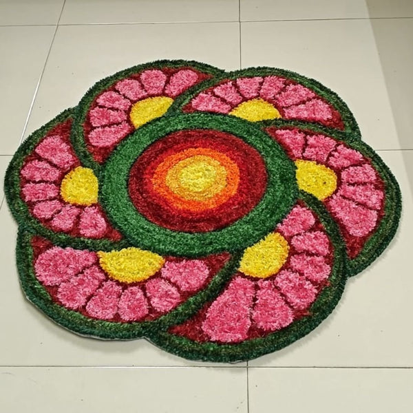 Readymade Pink Flower Rangoli Mat