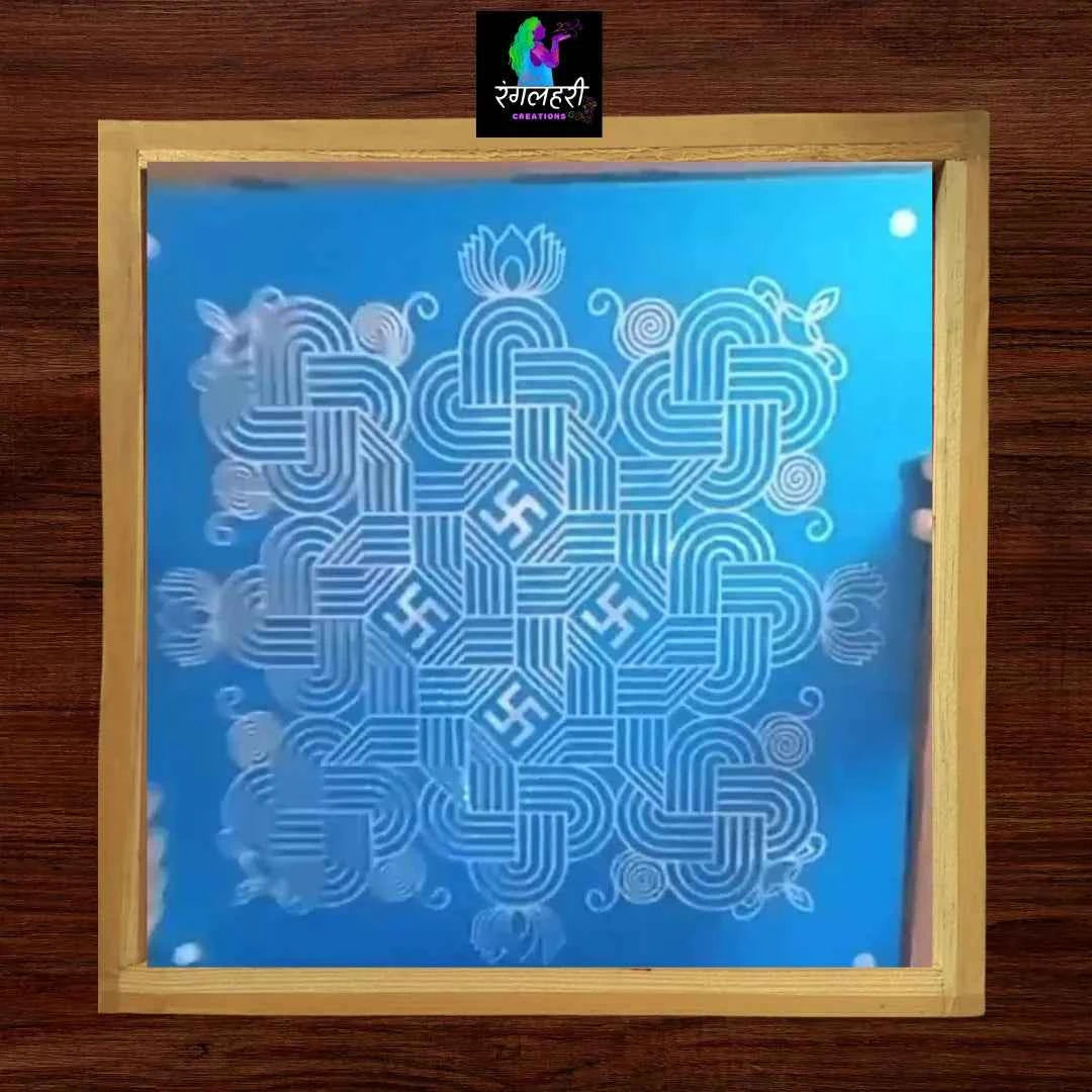 WJ1602 : 16 by 16 Wooden Square Rangoli Stencil - Ranglahari Creations