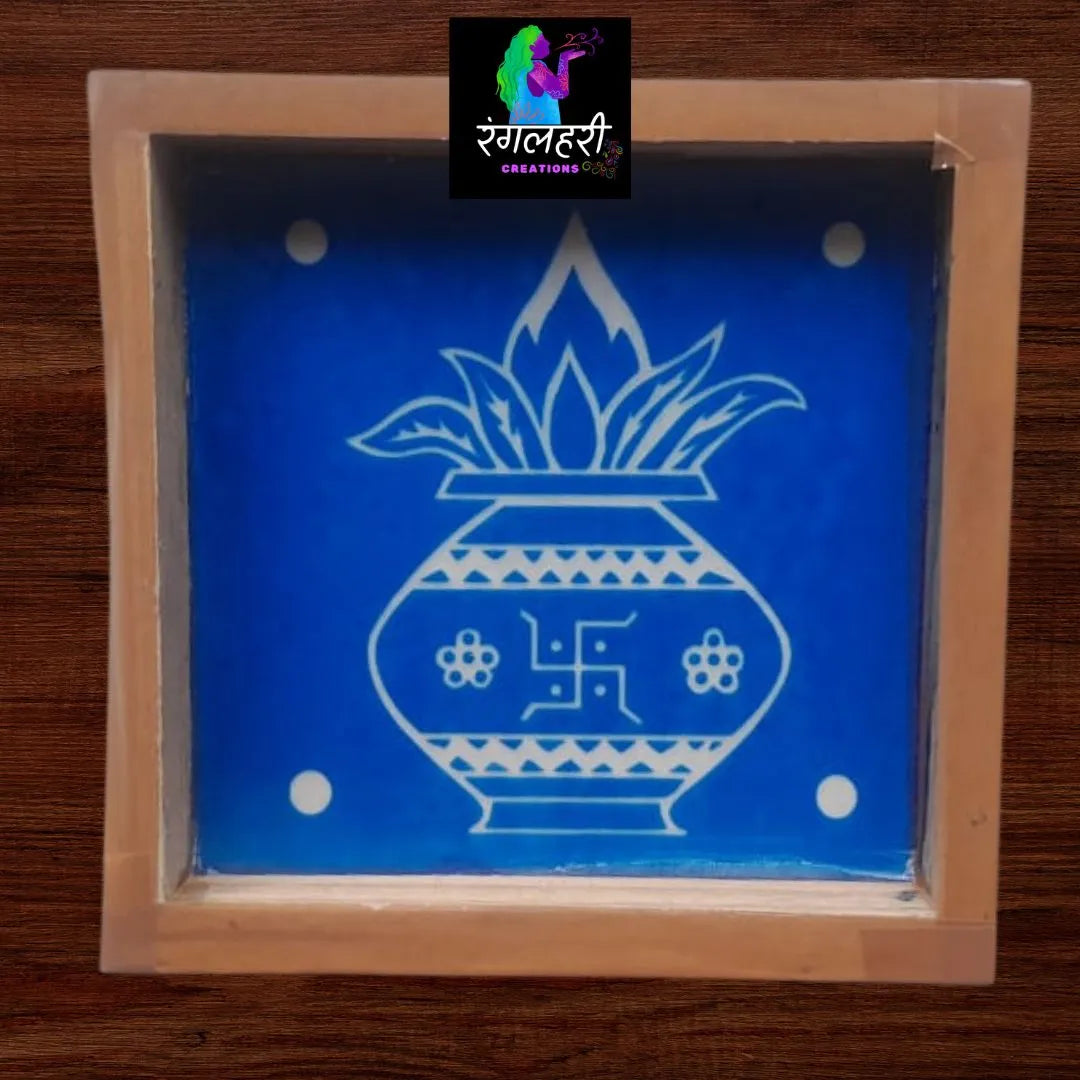 WA08 : 5 by 5 Small Wooden Square Rangoli Stencil Main image