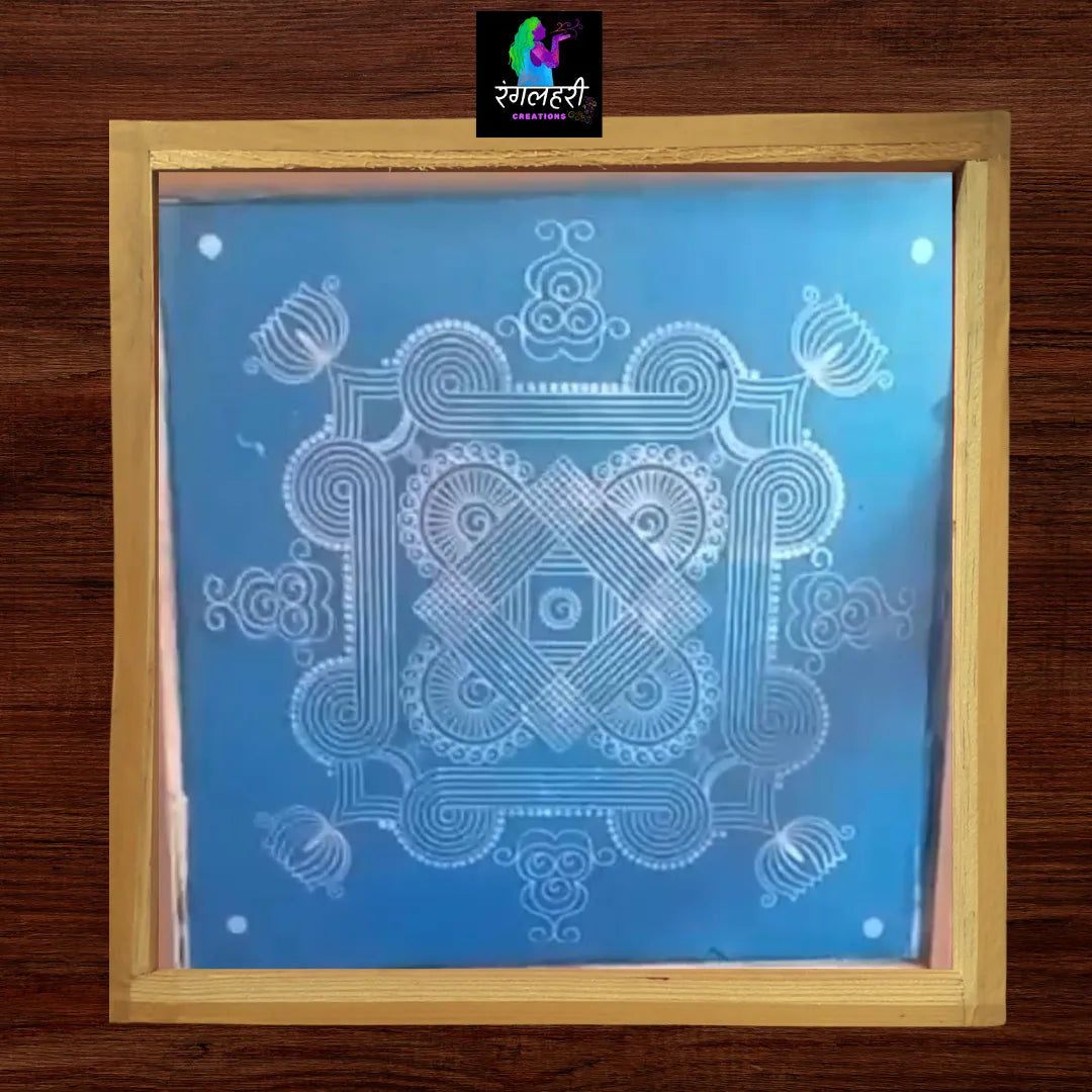 WJ1604 : 16 by 16 Wooden Square Rangoli Stencil Main image