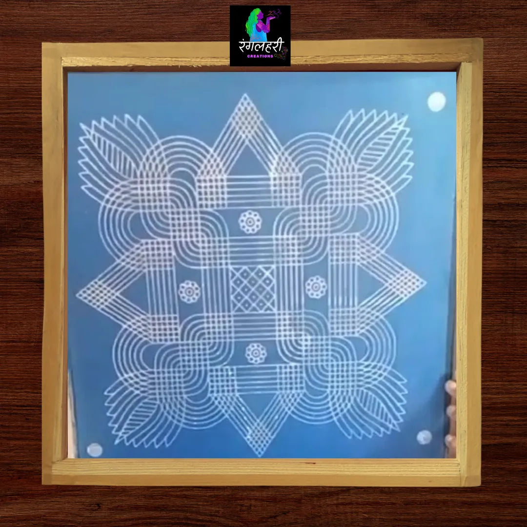 WJ1605 : 16 by 16 Wooden Square Rangoli Stencil Main image