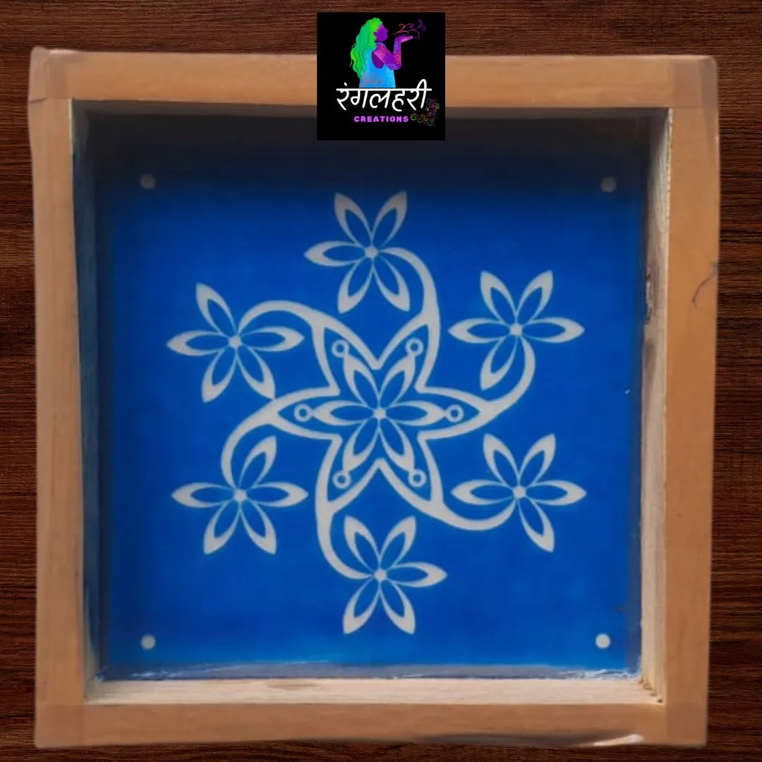WA43 : 5 by 5 Small Wooden Square Rangoli Stencil Main image