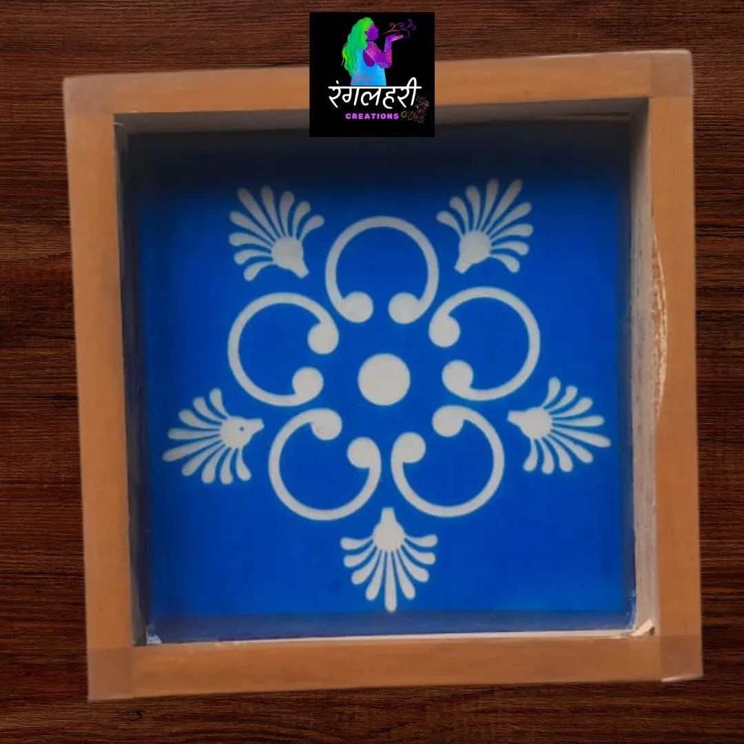WA45 : 5 by 5 Small Wooden Square Rangoli Stencil Main image