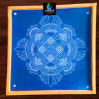 W1406 : Kolam Stencil 14 by 14 Inch Wooden Square Rangoli Stencil - Ranglahari Creations