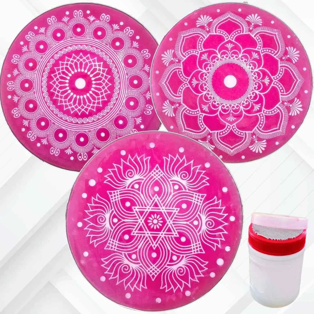 MS2003 : Big Metal Round Stencil Set of 4pcs in 20inch Kolam - Ranglahari Creations