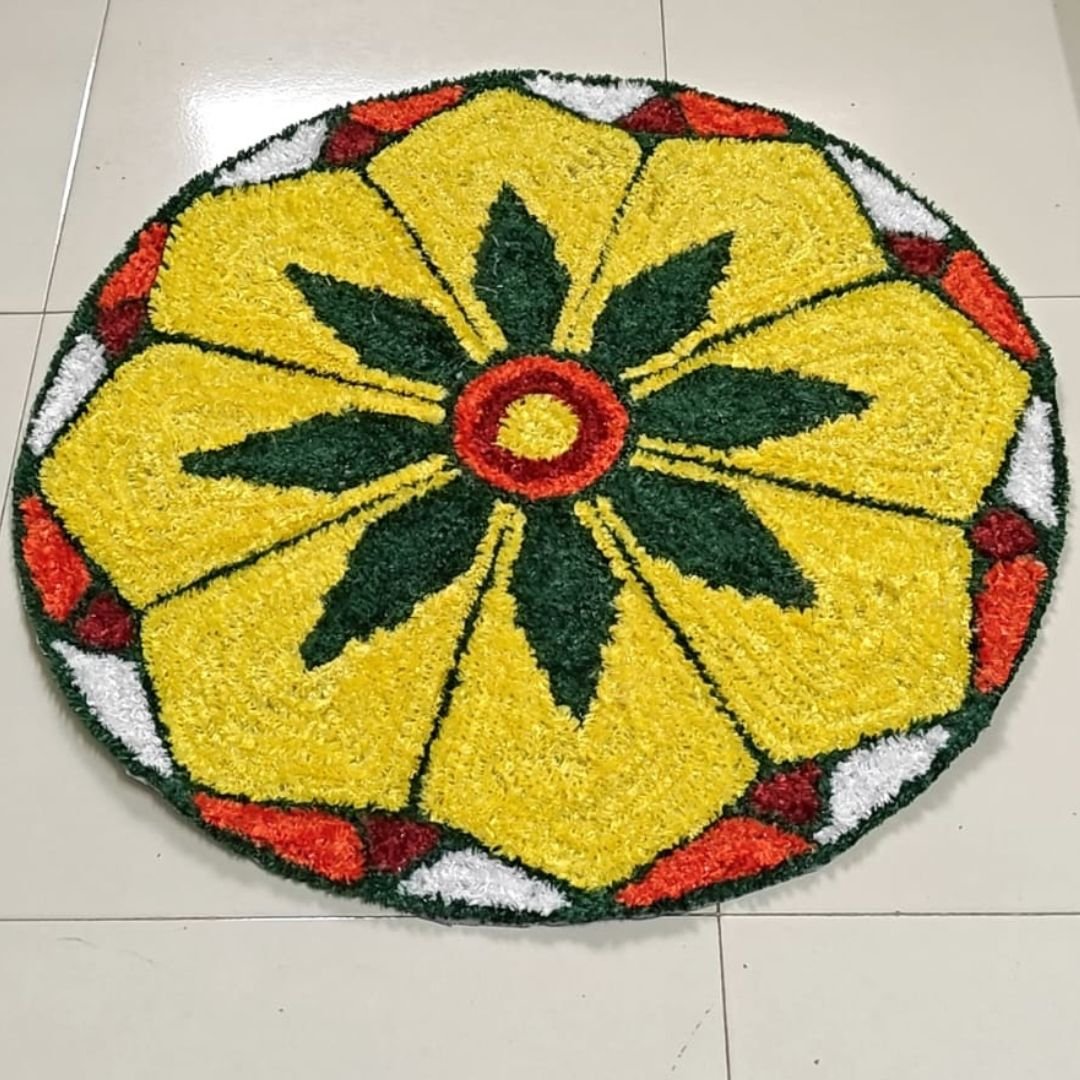 Readymade Yellow Marigold Rangoli Mat: 28 inch Main image