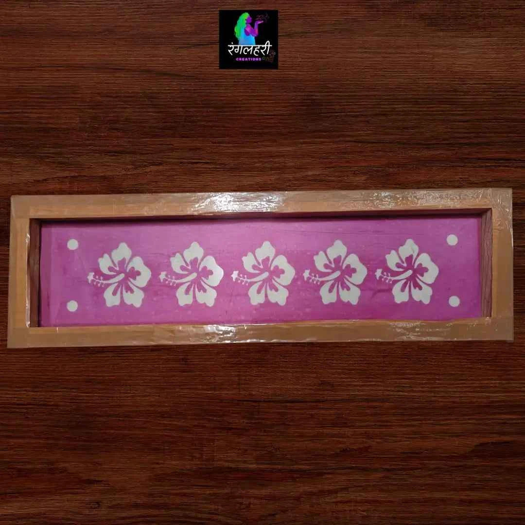 W52 : Hibiscus Flower Border Rangoli Stencil - Ranglahari Creations