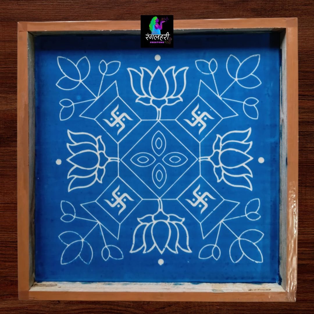 Lotus Swastik Kolam Stencil 12 inch Main image