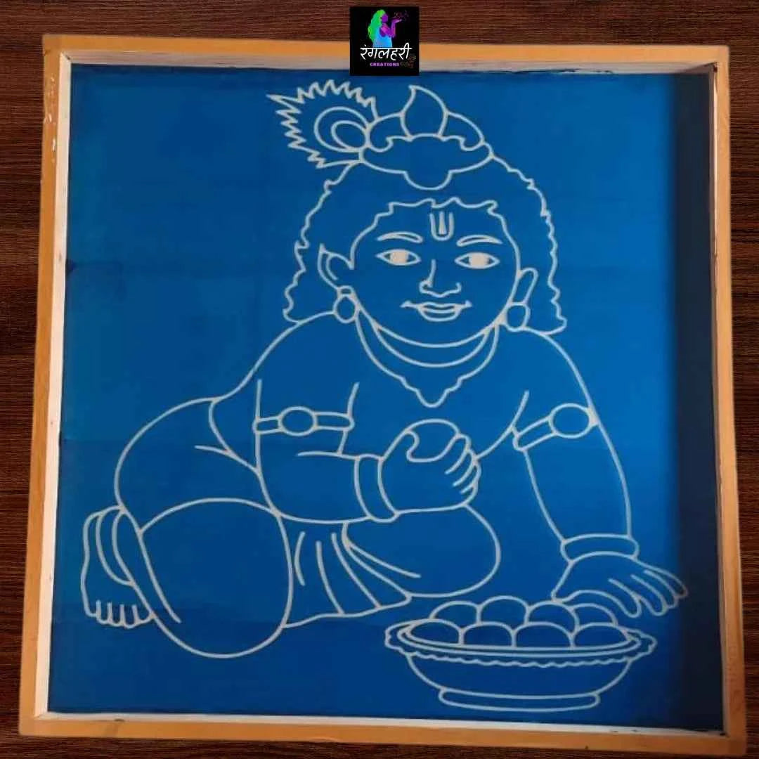 Baby Krishna Face Kolam Stencil Y08 : Divine Innocence for Your Home Main image