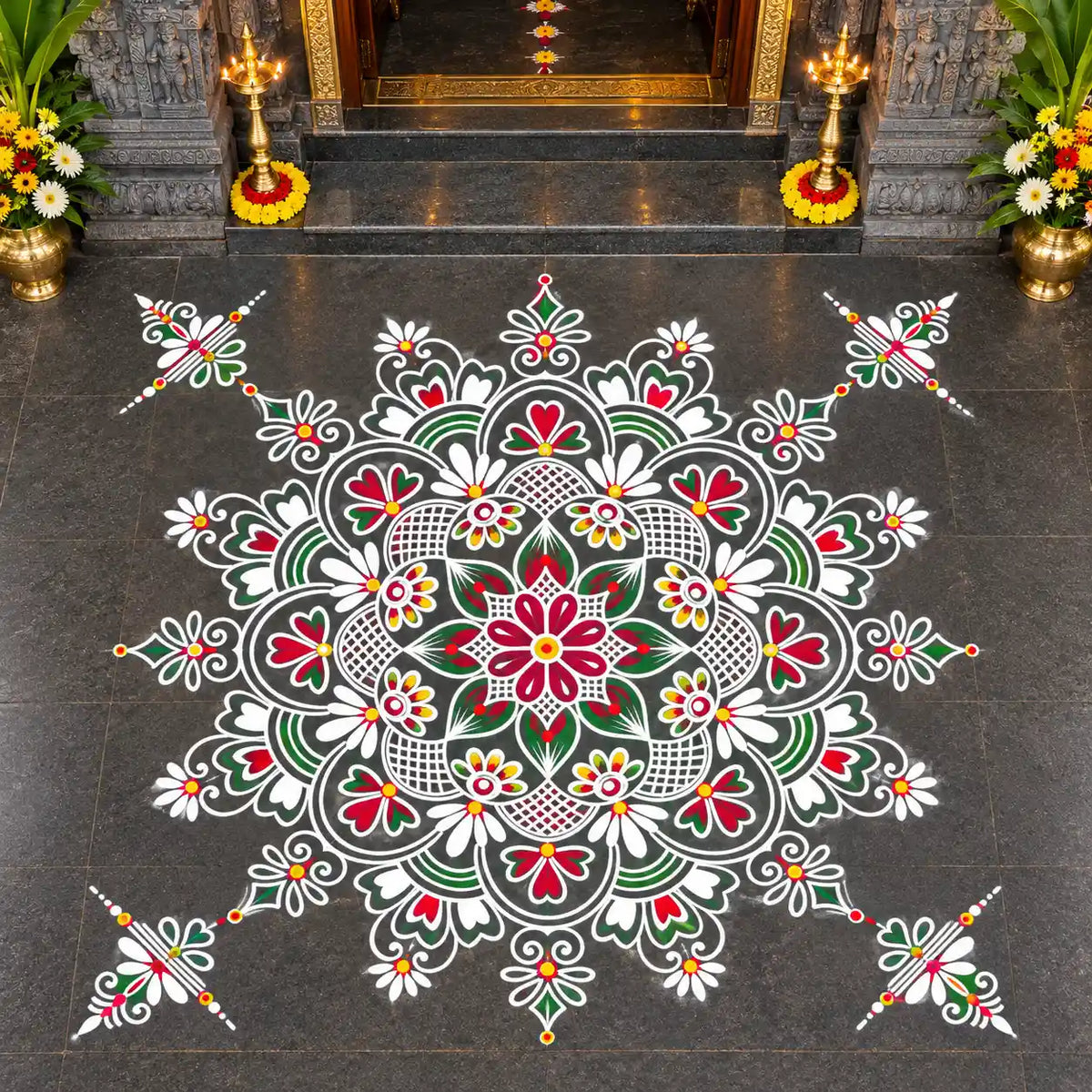 Big Free Hand Kolam Stencil