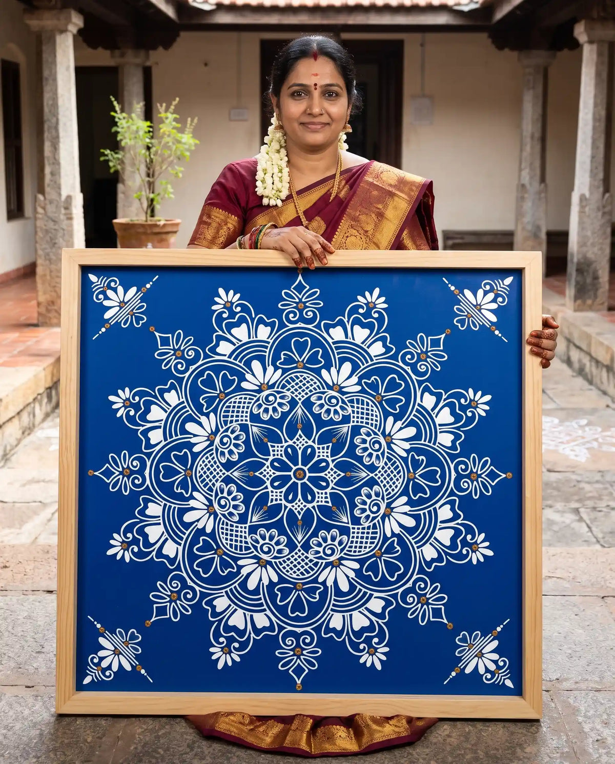 Big Free Hand Kolam Stencil