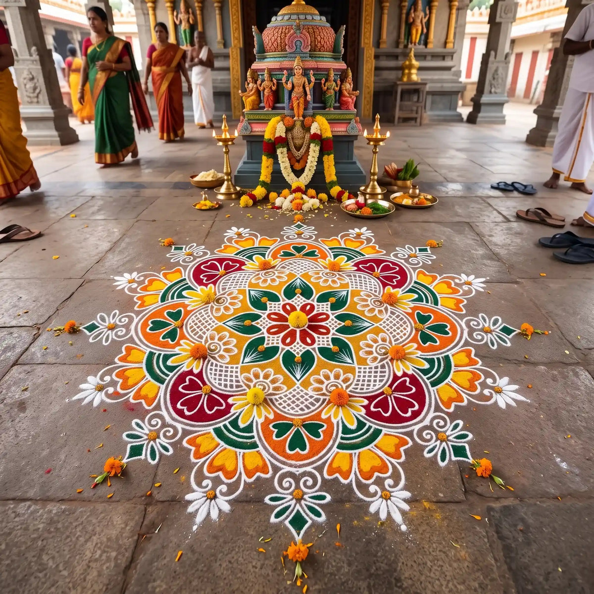 Big Free Hand Kolam Stencil