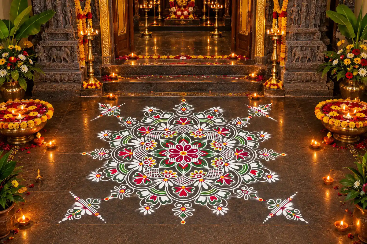 Big Free Hand Kolam Stencil