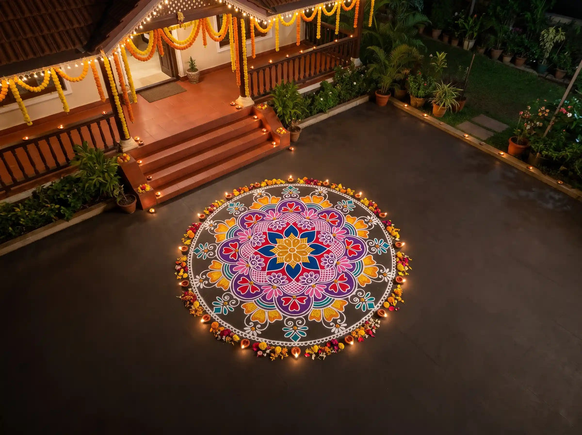 Big Free Hand Kolam Stencil