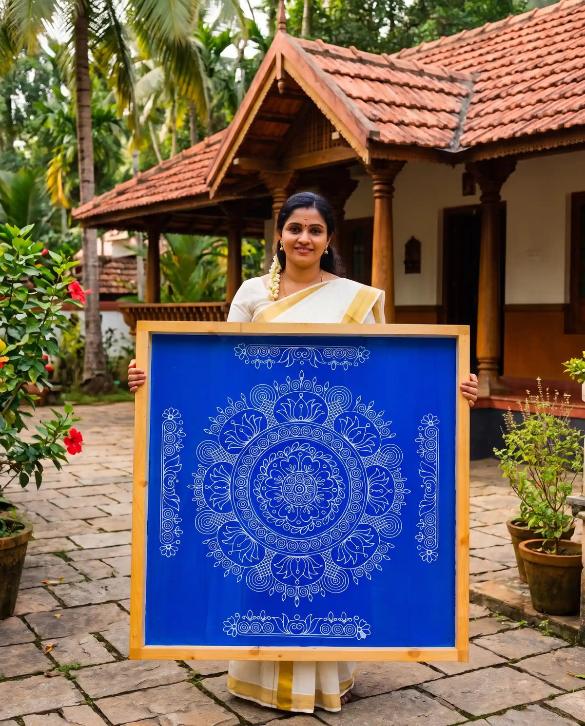 Big Mahalakshmi Kamala Kolam Stencil
