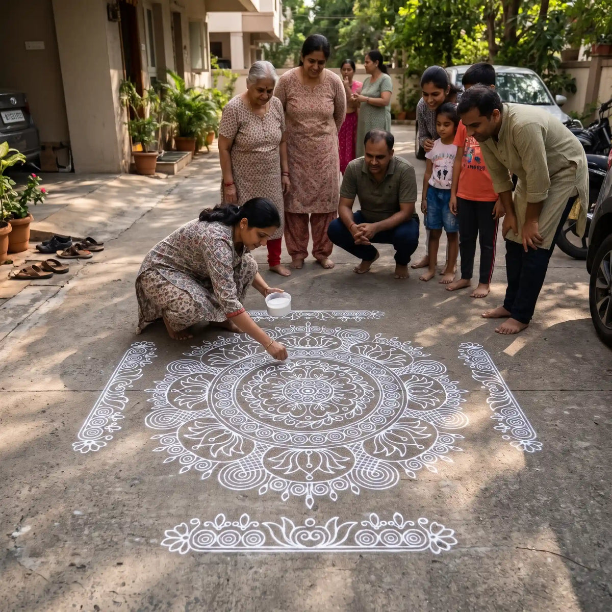 Big Mahalakshmi Kamala Kolam Stencil